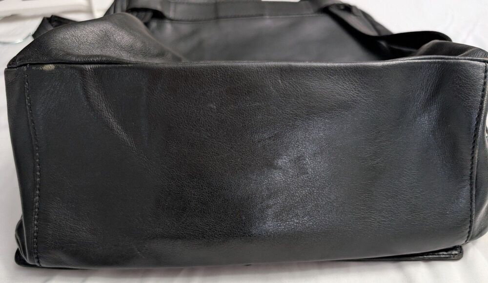 Genuine Vintage BURBERRY Black Leather Shoulder Bag Purse - Picture 8 of 10
